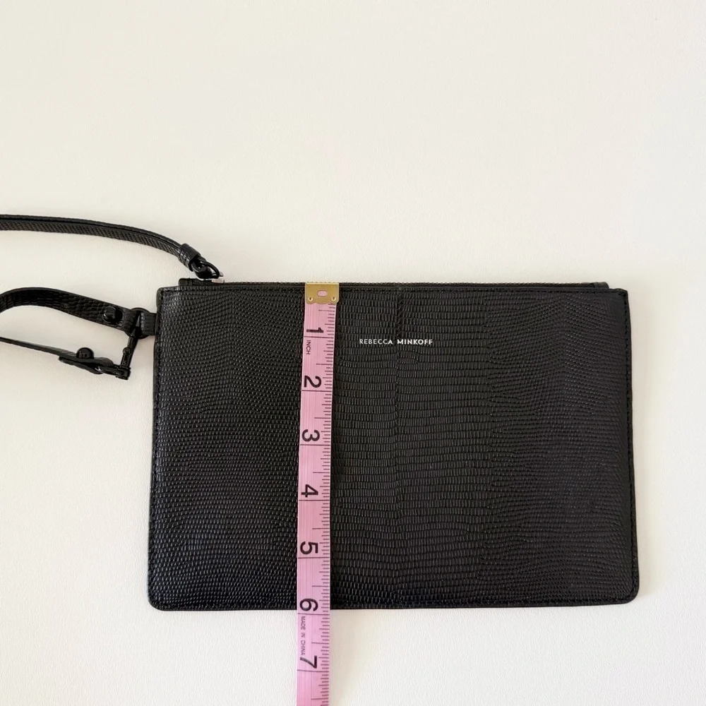 Rebecca Minkoff Wristlet Textured Leather Casual Classic Chic Minimal Black